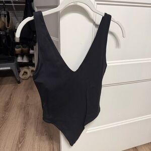 Aritzia black V-Neck One-Piece thong Bodysuit